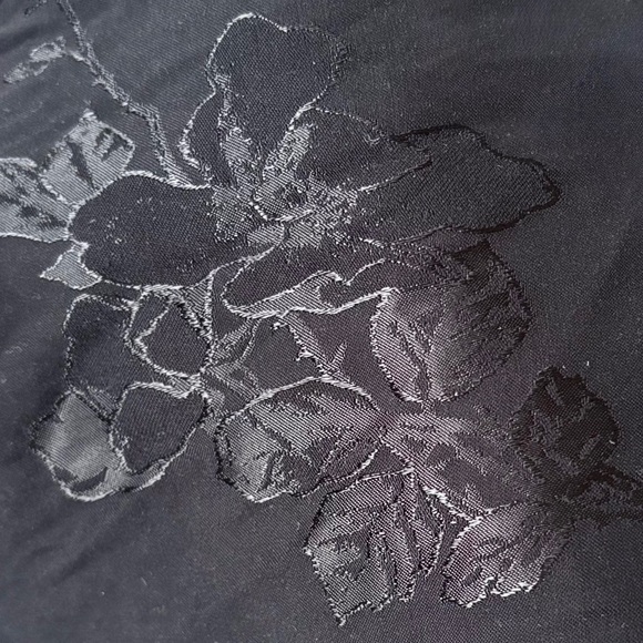 ROUJE PARIS Nancia Floral Jacquard Silk Satin Black Mini Dress Frog Knot Detail - Picture 14 of 16